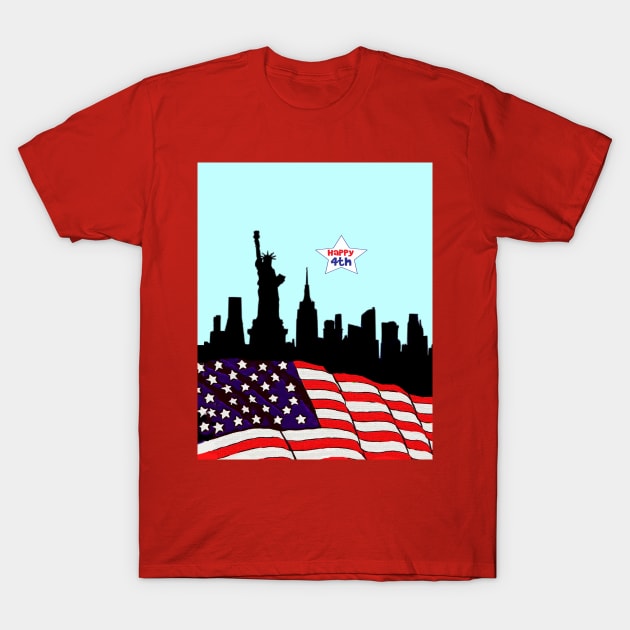 Happy 4th of July T-Shirt by doniainart